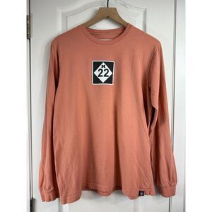 M22 Michigan Long Sleeve Graphic T Shirt Salmon Orange Men's Size L Large